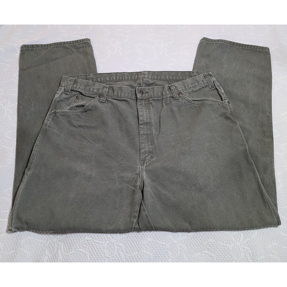 Vintage Wrangler Work Pants 44X32 (43 X  31.5)Olive Green Carpenter Thick Canvas